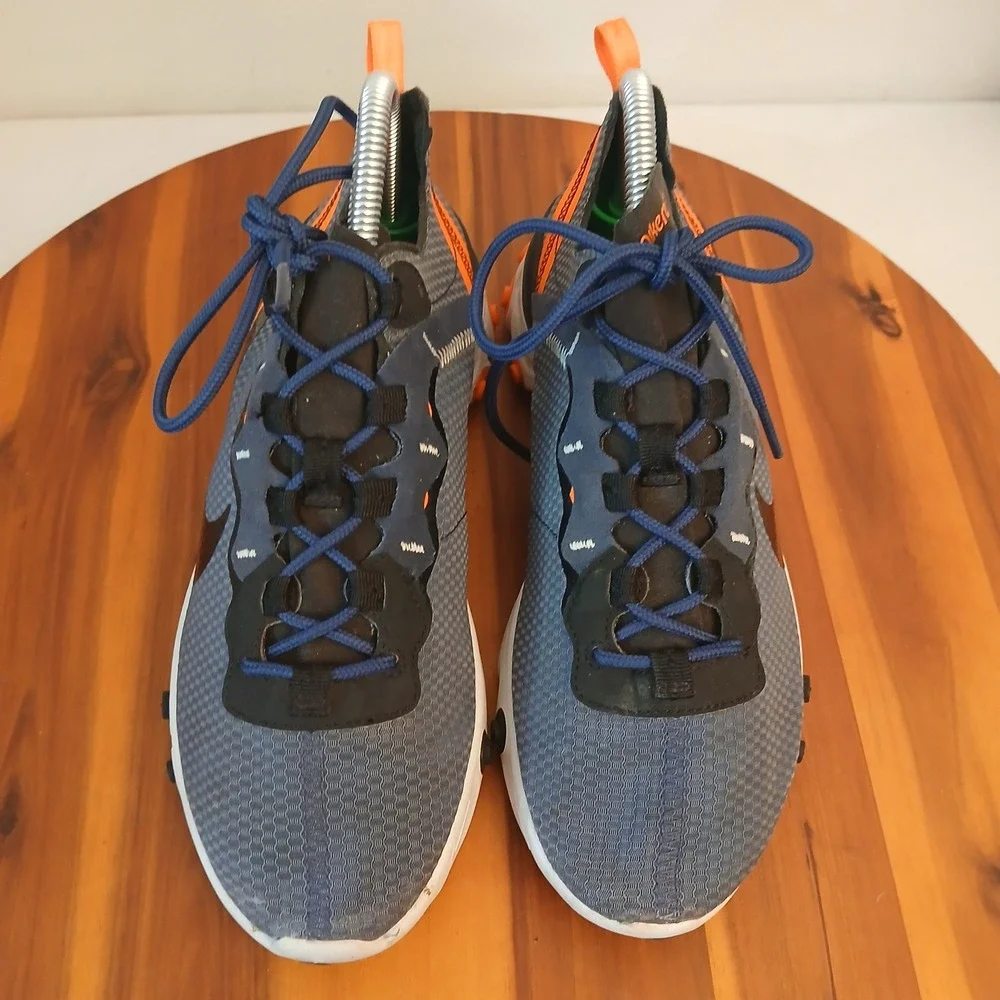 Nike React Element 55 Mens 7.5 Blue Orange Running Shoes Sneakers CI3831-400